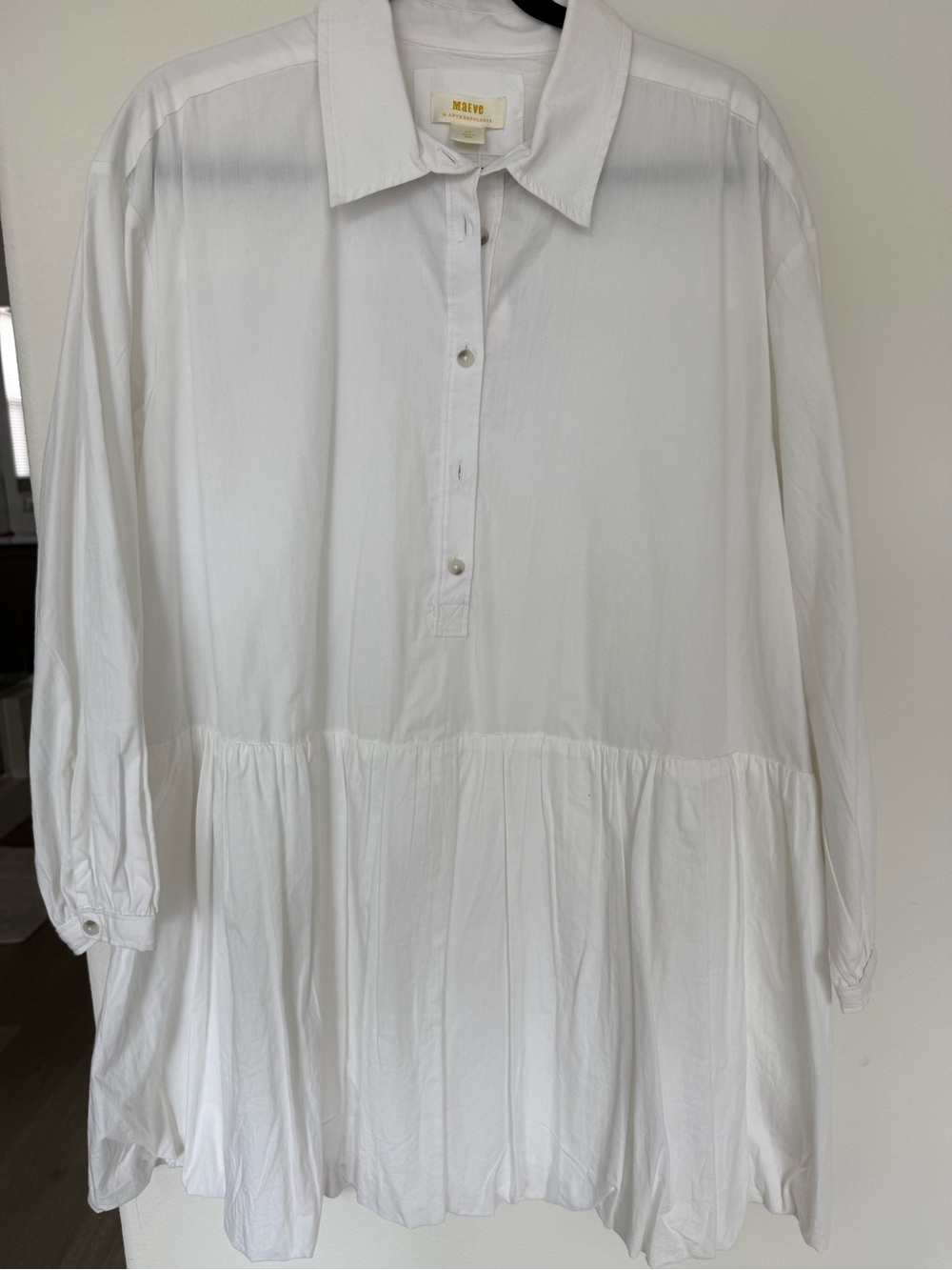 Anthropologie Maeve White Button-Up Blouse